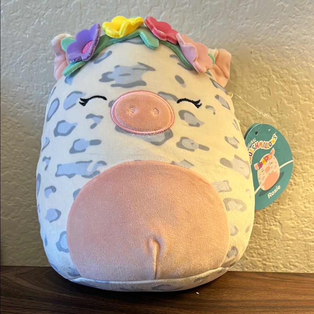 Squishmallow Rosie the Leopard Pig Plush with Floral Crown